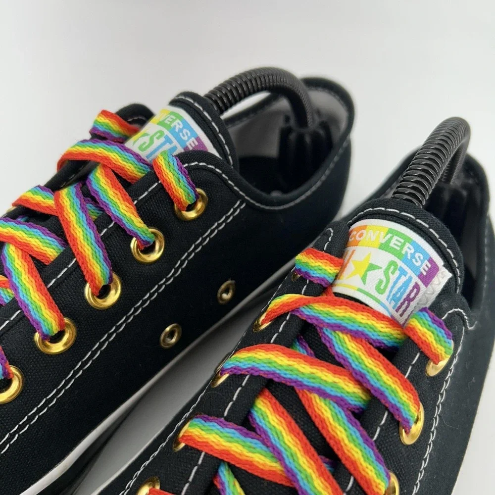 Converse All Star Shoes Mens Size 9 Black Rainbow Pride Low Top Lace Up Sneakers - Picture 8 of 14